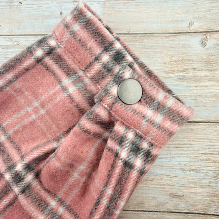 Pink Plaid Oversized Shirt Jacket