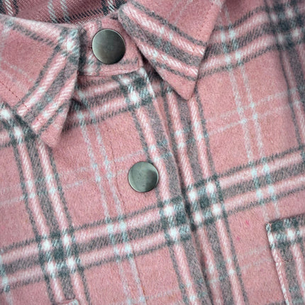 Pink Plaid Oversized Shirt Jacket