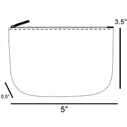 Diagram of a pouch with dimensions labeled